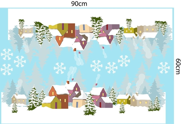 Decal trang trí noel chân tường thành phố tuyết