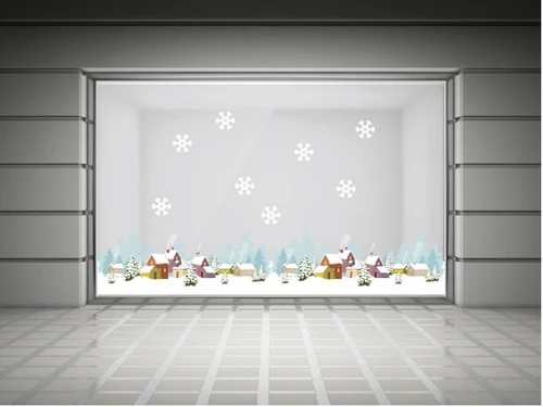 Decal trang trí noel chân tường thành phố tuyết