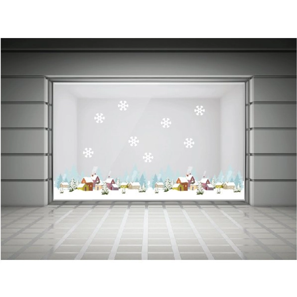 Decal trang trí noel chân tường thành phố tuyết