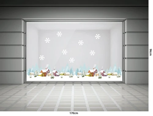 Decal trang trí noel chân tường thành phố tuyết