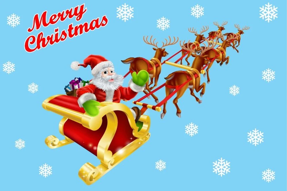 Decal trang trí noel ông già noel và đàn tuần lộc 3