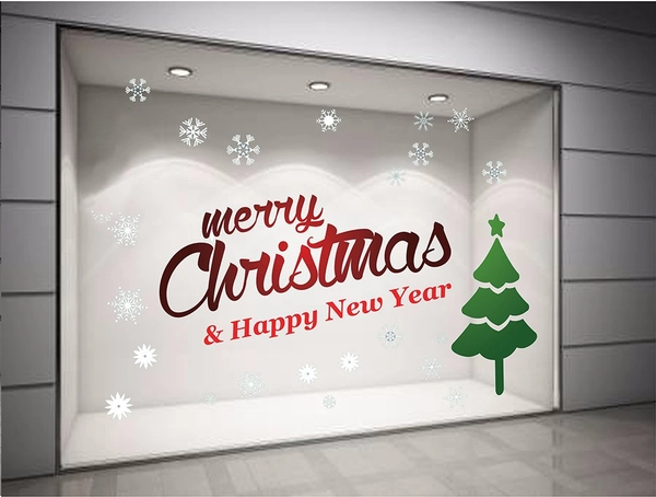 Decal dán tường Cây thông Noel nhỏ (nền trắng đục)