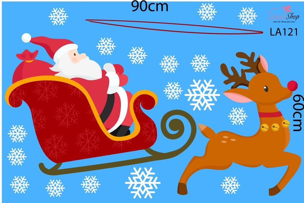 Decal trang trí noel cây thông may mắn 2