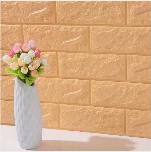 Xốp đá dán tường 3D vàng nhạt