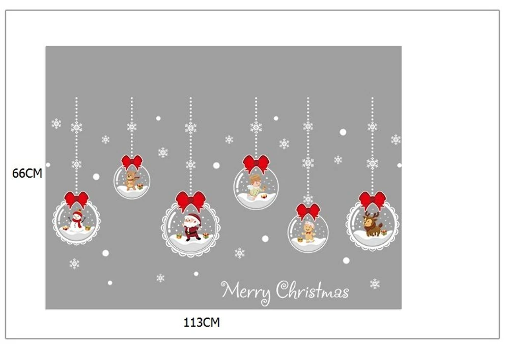 Decal trang trí Noel dây treo quả cầu nơ đỏ
