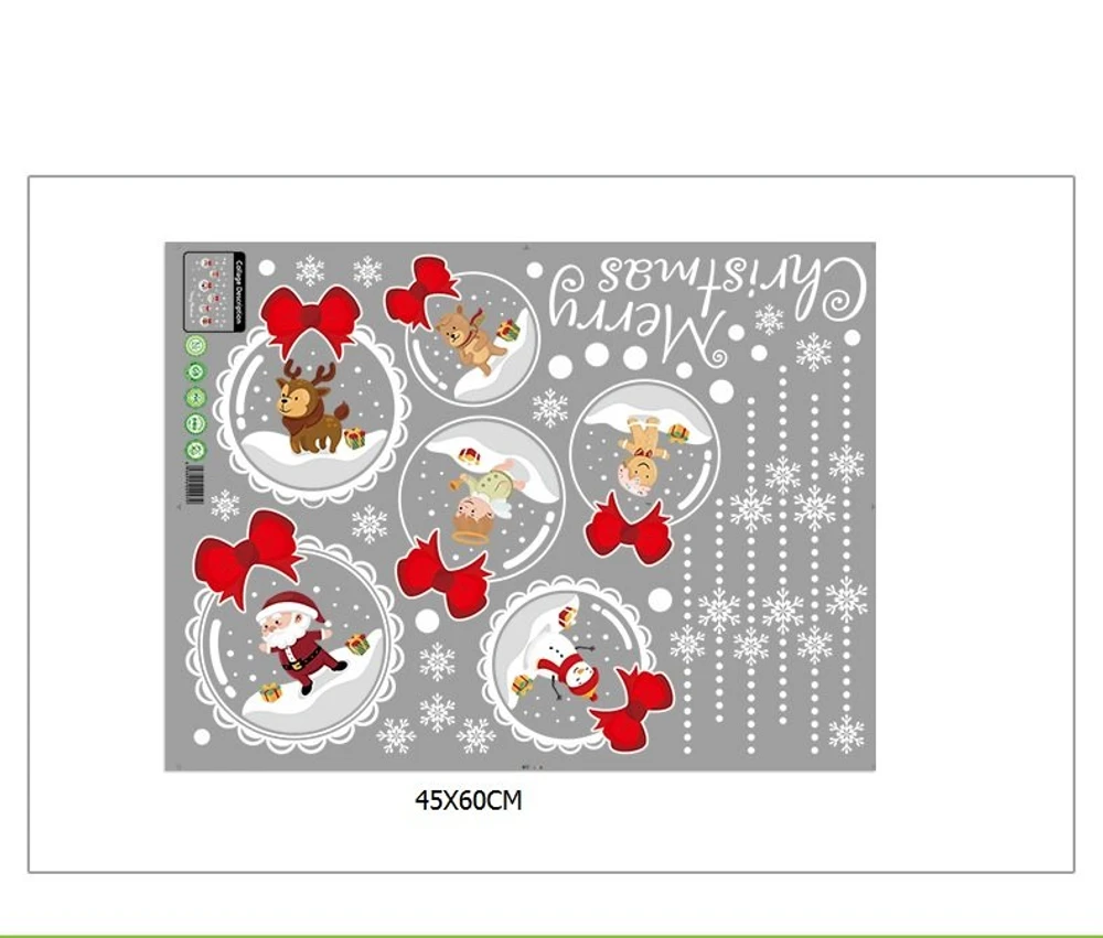 Decal trang trí Noel dây treo quả cầu nơ đỏ