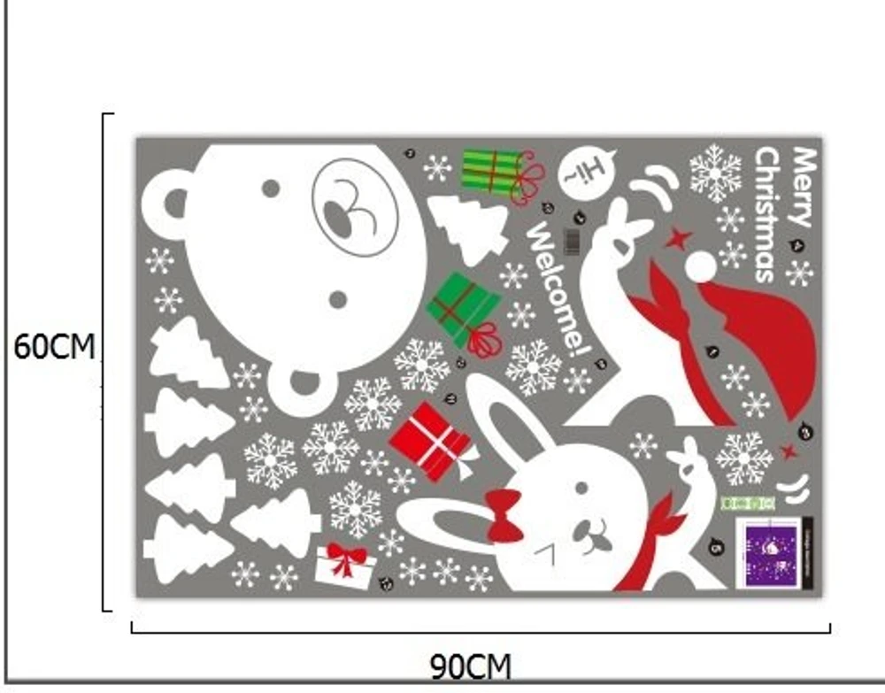 Decal trang trí Noel Gấu và Thỏ