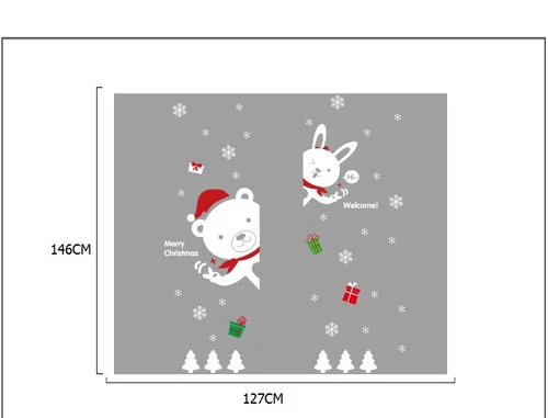 Decal trang trí Noel Gấu và Thỏ