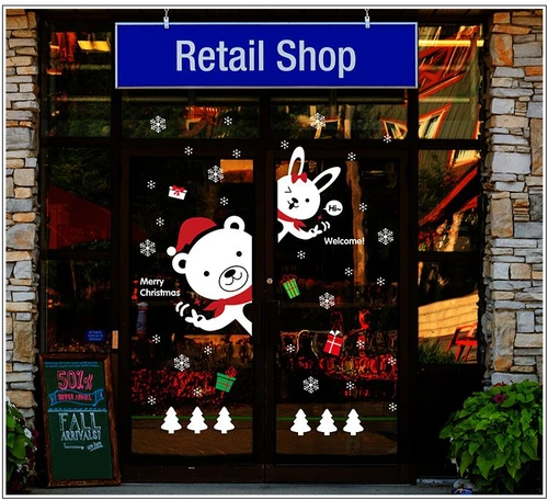 Decal trang trí Noel Gấu và Thỏ