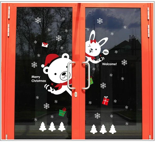 Decal trang trí Noel Gấu và Thỏ
