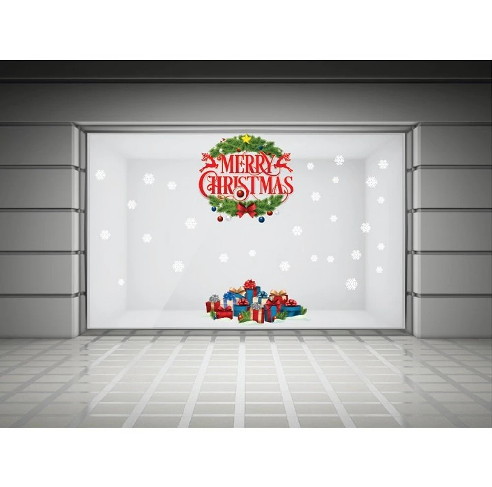 Decal dán tường Merry Christmas và hộp quà Noel