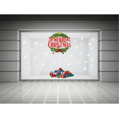 Decal dán tường Merry Christmas và hộp quà Noel