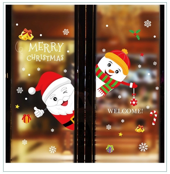 Decal 2 mặt trang trí noel ông già noel và người tuyết 3