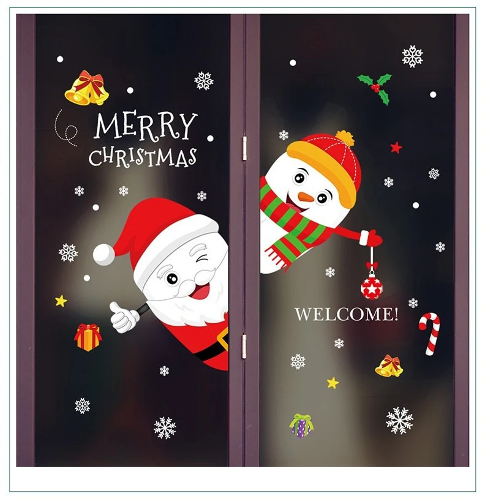 Decal 2 mặt trang trí noel ông già noel và người tuyết 3