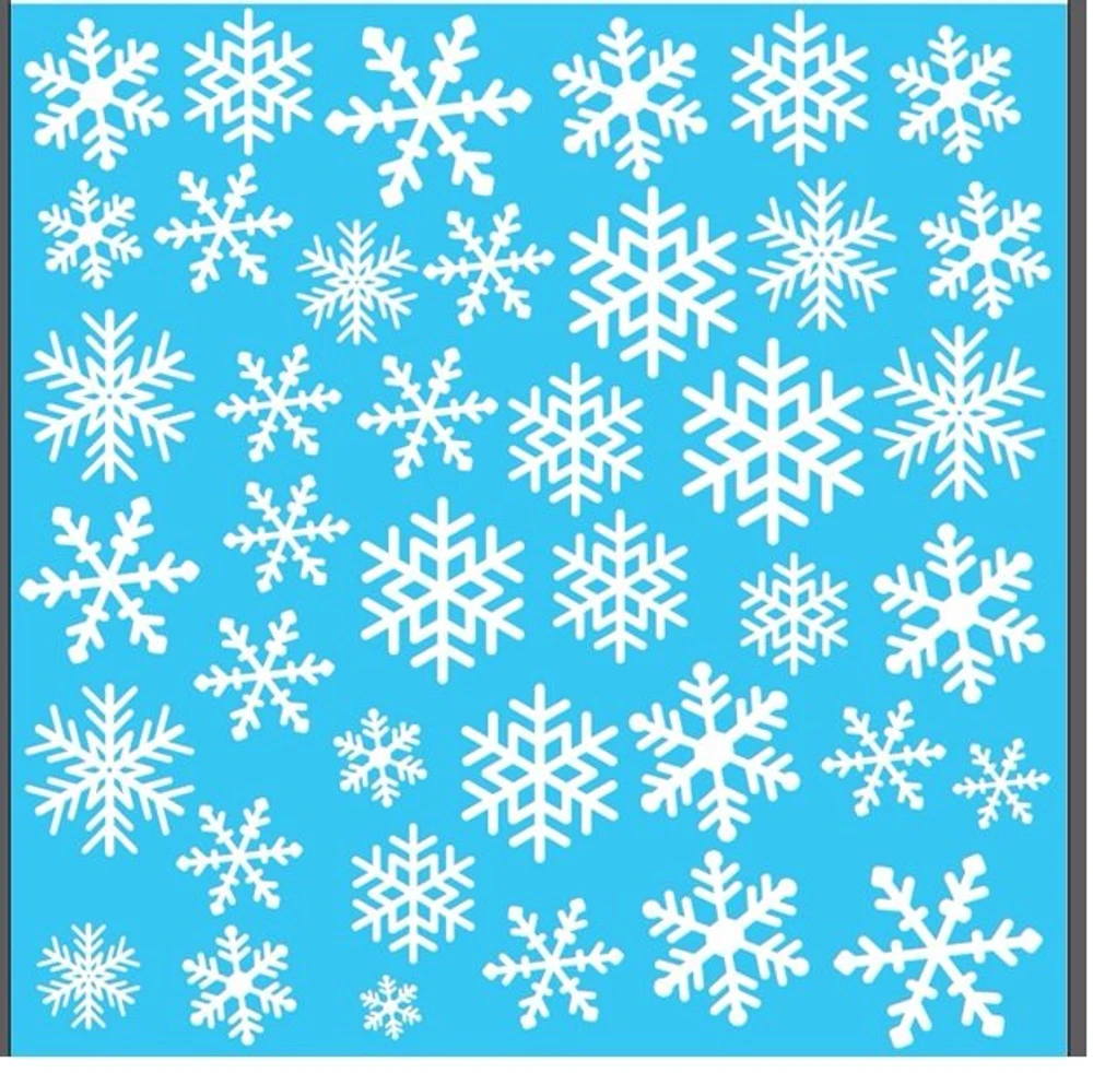 Decal trang trí Noel hoa tuyết trắng nền xanh