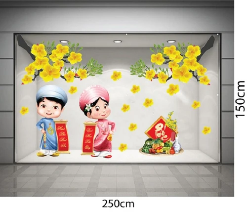 Combo decal trang trí cửa kính ngày tết 1