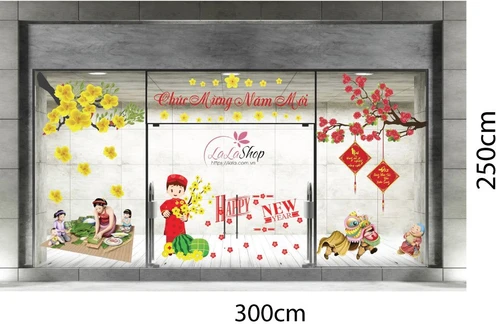 Combo decal trang trí cửa kính ngày tết 11