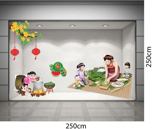 Combo decal trang trí cửa kính ngày tết 14