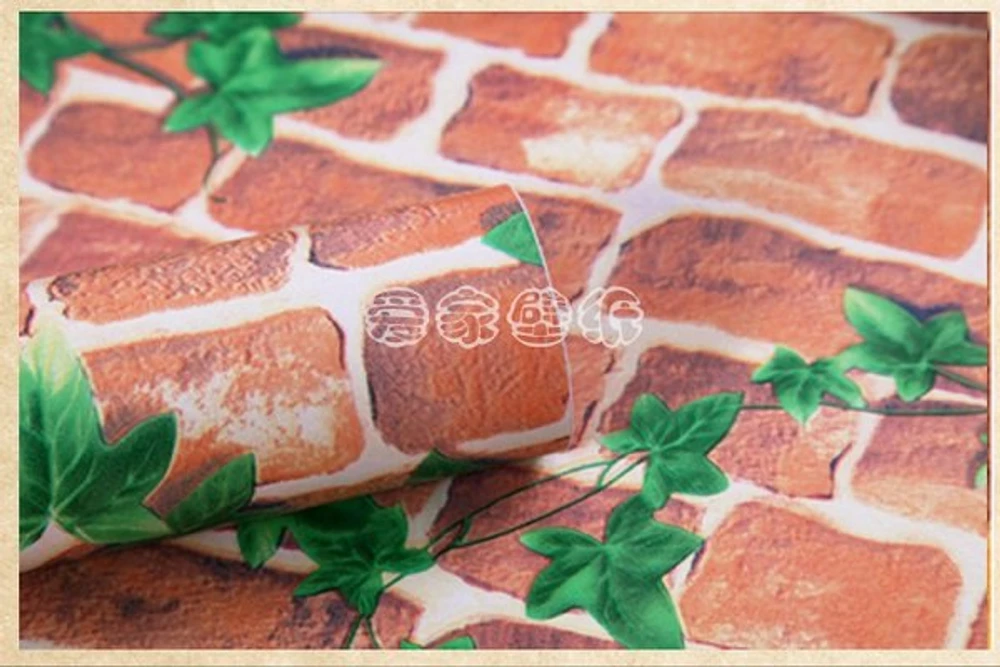 Giấy decal cuộn giả gạch đỏ dây leo
