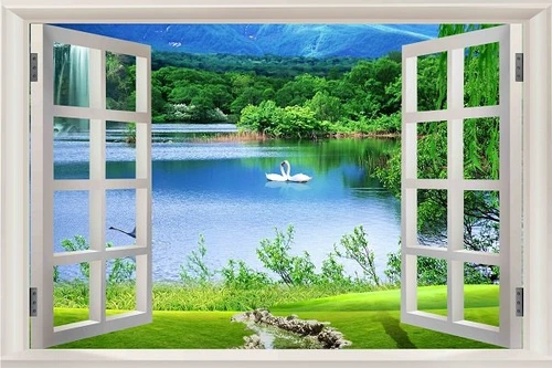 Tranh cửa sổ đôi thiên nga 2