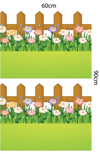 Decal trang trí tết chân tường Hàng rào hoa xuân