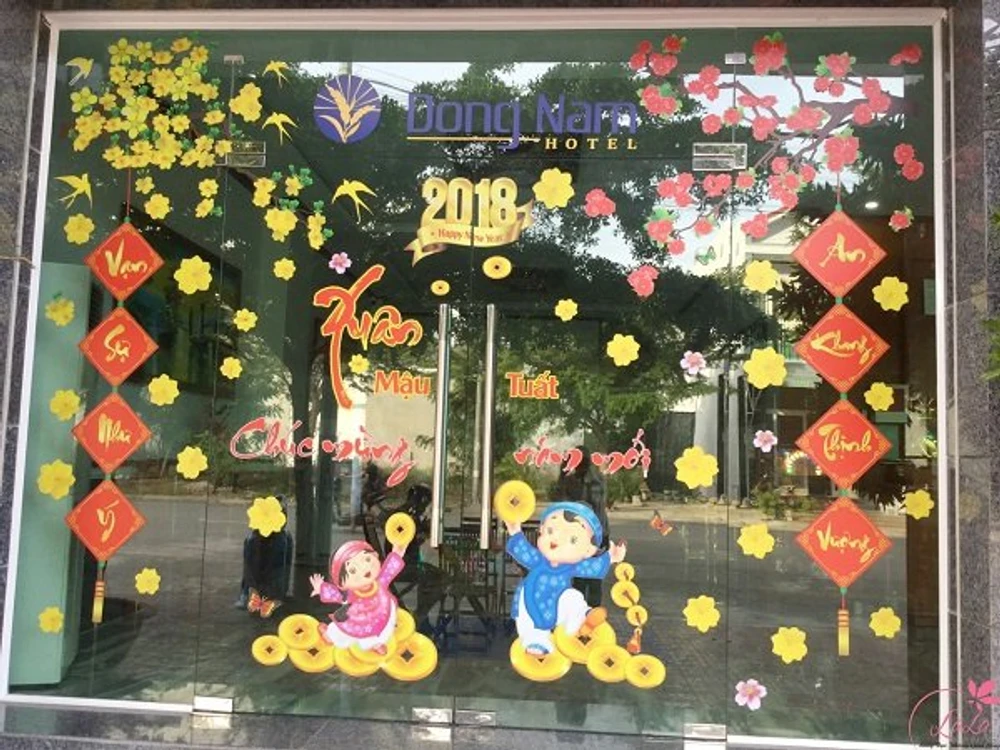 Combo decal trang trí cửa kính ngày tết 11