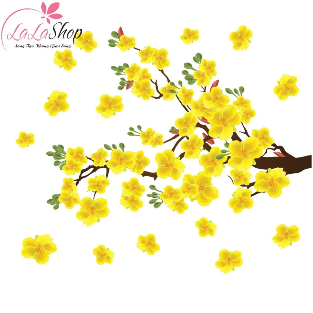 Decal mai vàng đón lộc đầu năm 8 size 80x120 (HN)