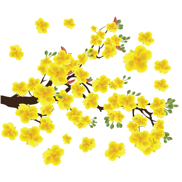 Decal mai vàng đón lộc đầu năm size 100x150 (HN)