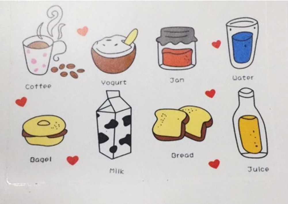 Decal dán tường Bộ các loại thức ăn size nhỏ