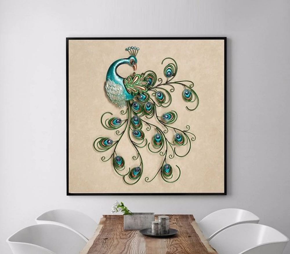 Tranh treo tường 3d Chim công xanh cách điệu