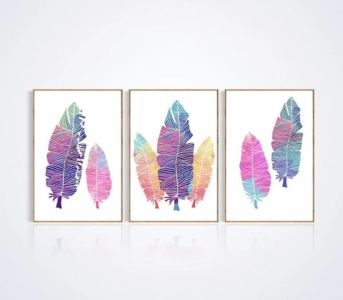 Tranh treo tường nghệ thuật lá màu sắc cách điệu