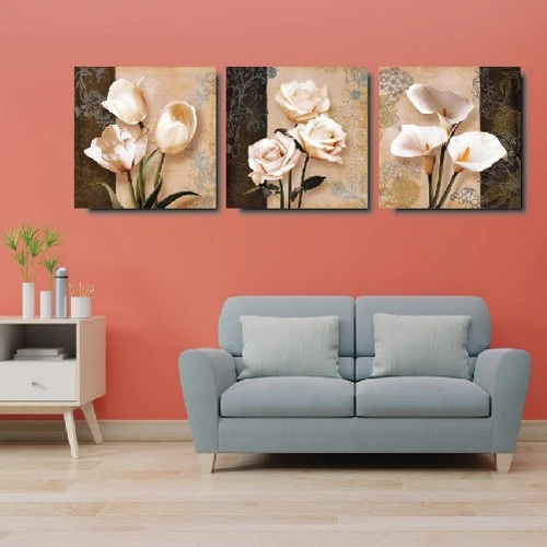 Bộ tranh treo tường hoa cổ điển 3 bức (LA)
