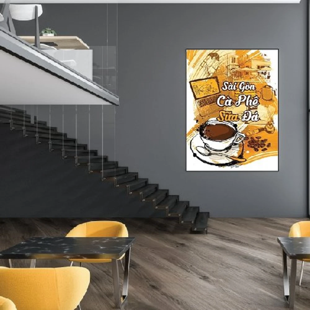 Tranh Sài Gòn cà phê sữa đá