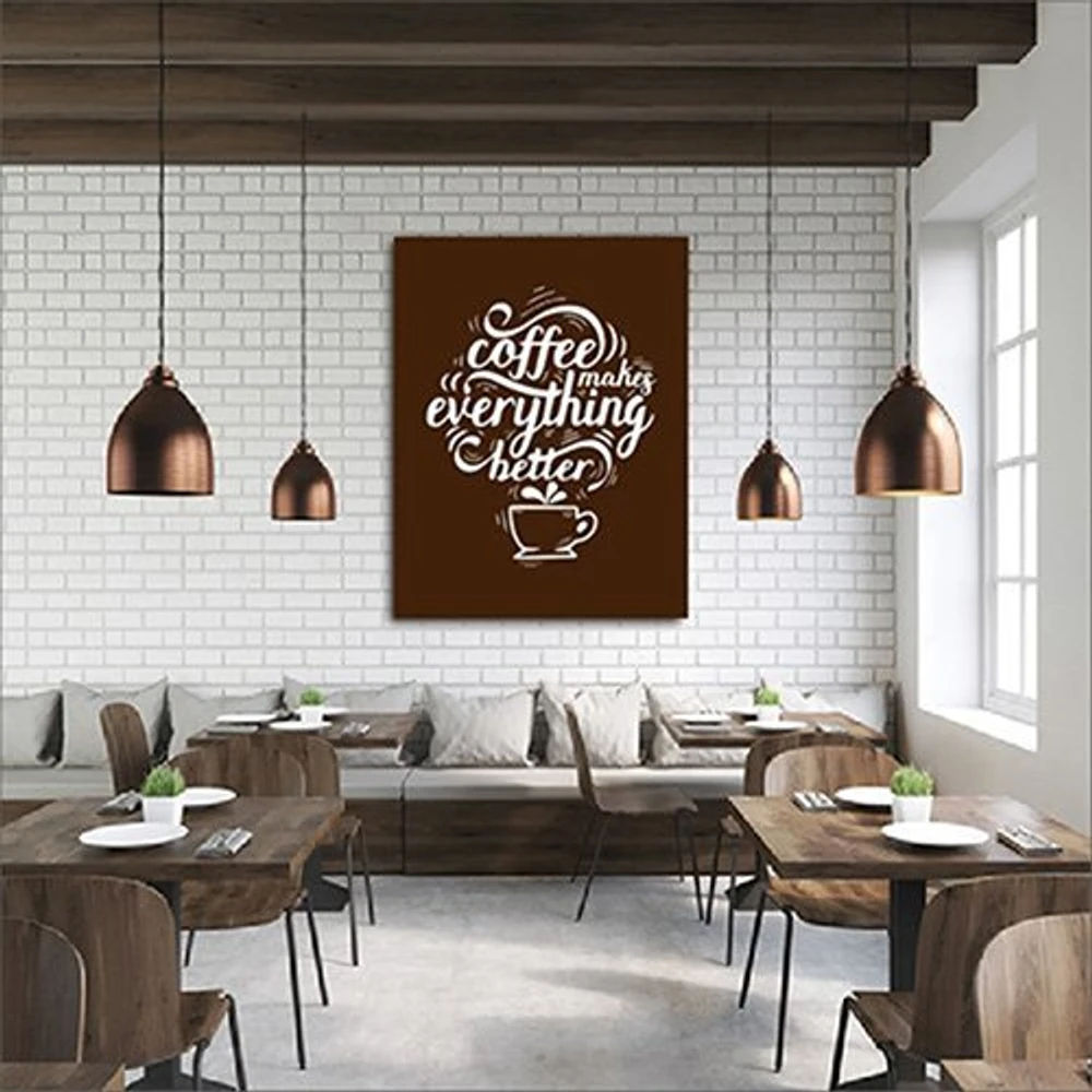 Tranh Treo Tường Coffee Makes Everything Chetter