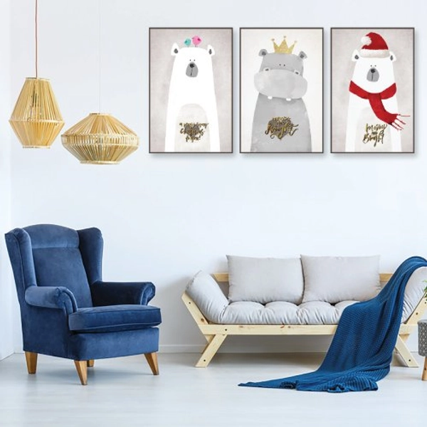 Tranh treo tường gấu quàng khăn (KE-046)