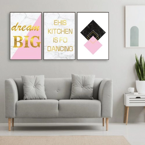 Tranh Treo Tường Bộ 3 Tấm Phong Cách Hiện Đại Dream Big