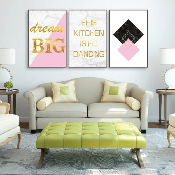 Tranh Treo Tường Bộ 3 Tấm Phong Cách Hiện Đại Dream Big