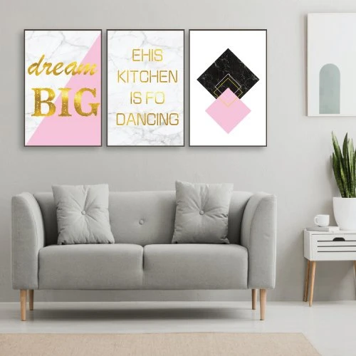 Tranh Treo Tường Bộ 3 Tấm Phong Cách Hiện Đại Dream Big