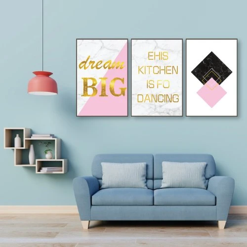 Tranh Treo Tường Bộ 3 Tấm Phong Cách Hiện Đại Dream Big