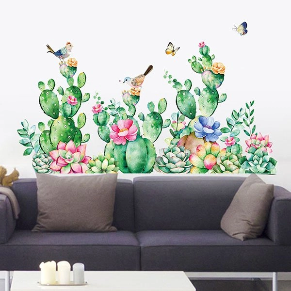 Decal dán tường hoa xương rồng