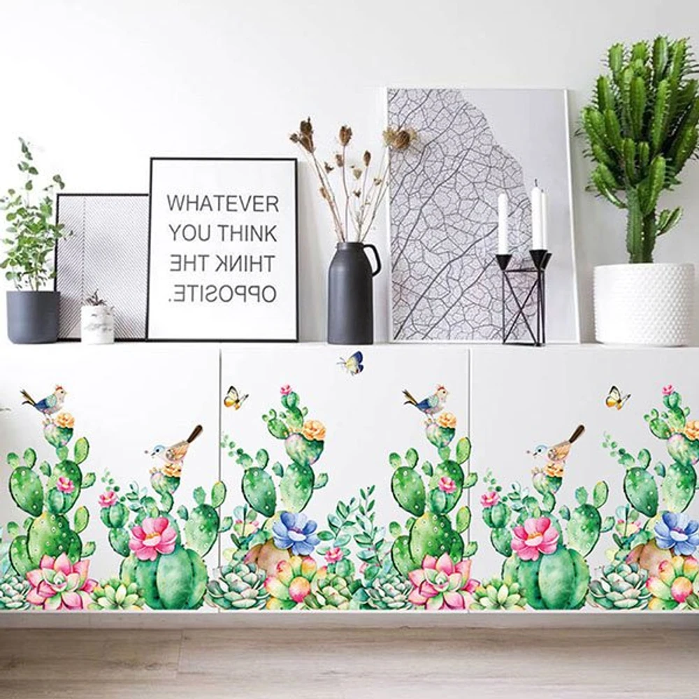 Decal dán tường hoa xương rồng