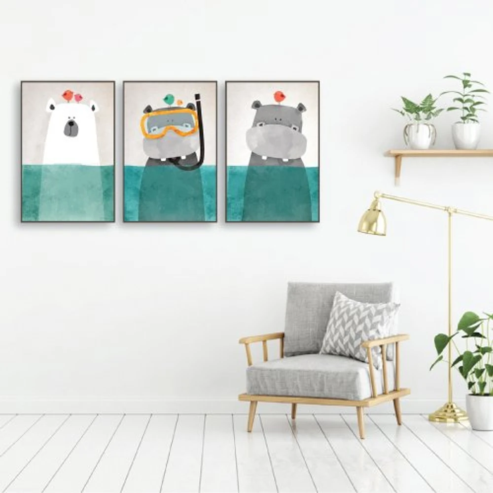 Tranh treo tường hà mã ngộ nghĩnh