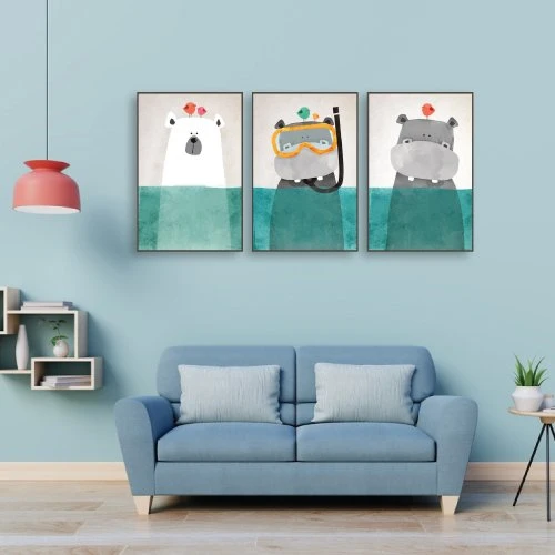 Tranh treo tường hà mã ngộ nghĩnh