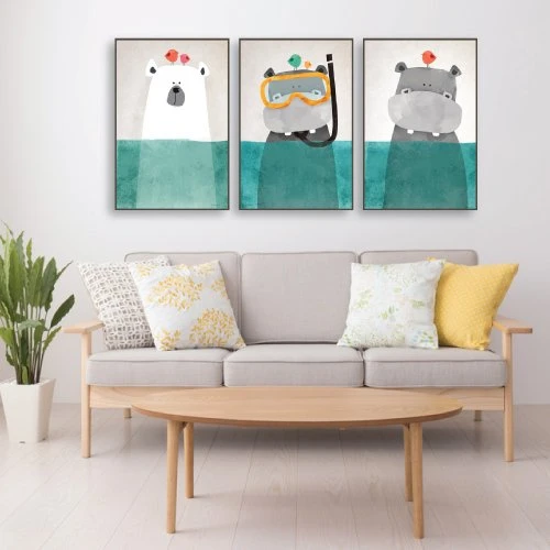 Tranh treo tường hà mã ngộ nghĩnh