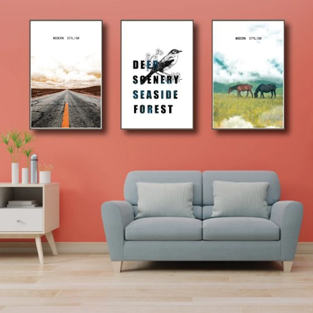 Tranh treo tường con đường và cánh đồng xanh (KE-090)