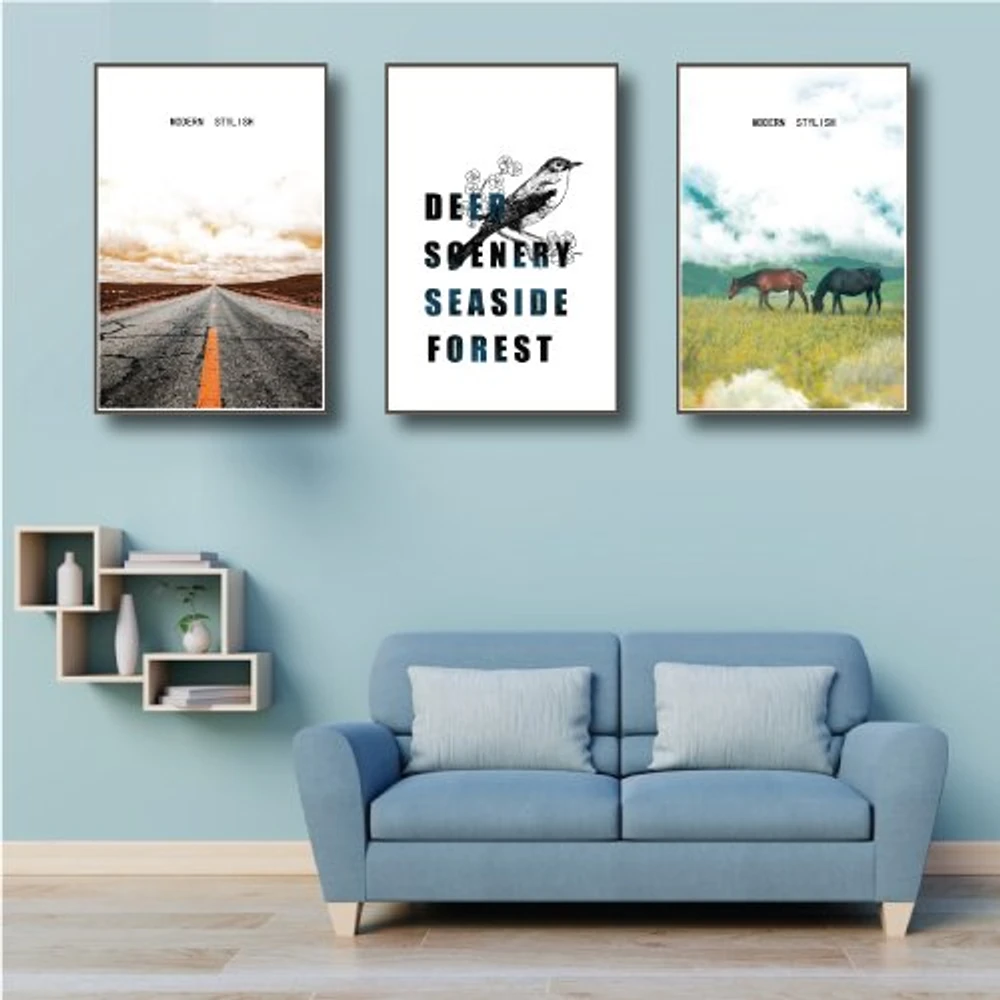 Tranh treo tường con đường và cánh đồng xanh (KE-090)