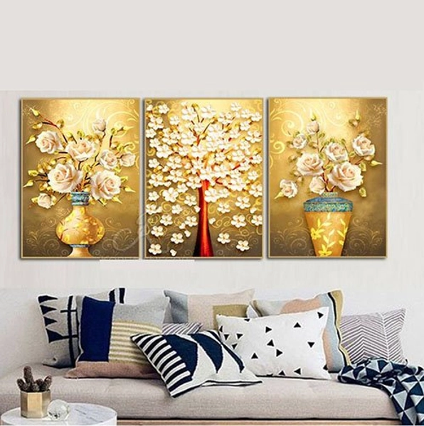 Tranh Treo Tường 3D Bình Hoa Hồng Nghệ Thuật