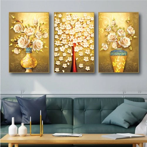 Tranh Treo Tường 3D Bình Hoa Hồng Nghệ Thuật