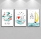 Tranh Treo Tường Bộ 3 Tấm I Love Sea