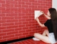 [Cao cấp] xốp đá dán tường 3D màu đỏ